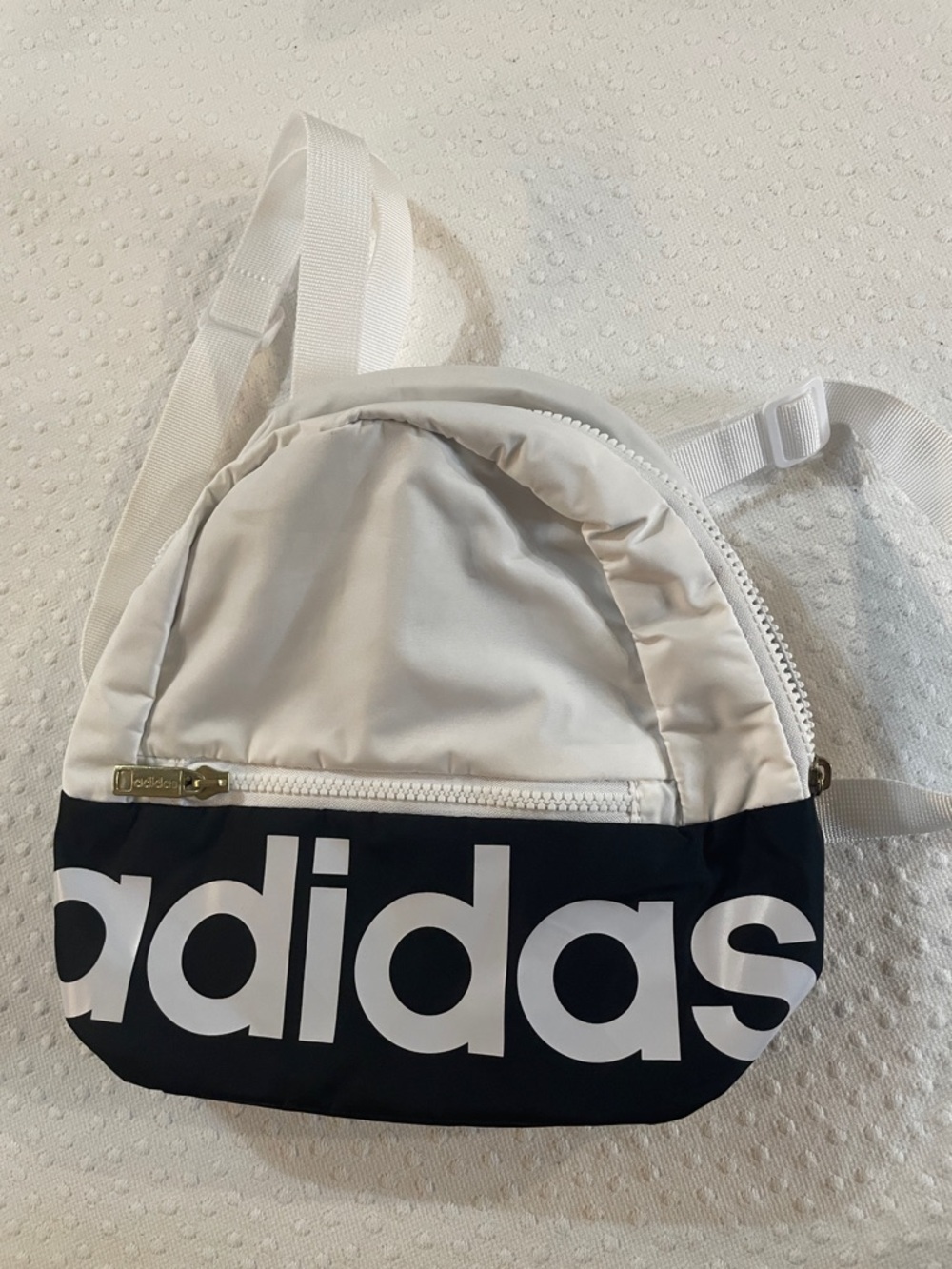 adidas White and Black Mini Logo Backpack